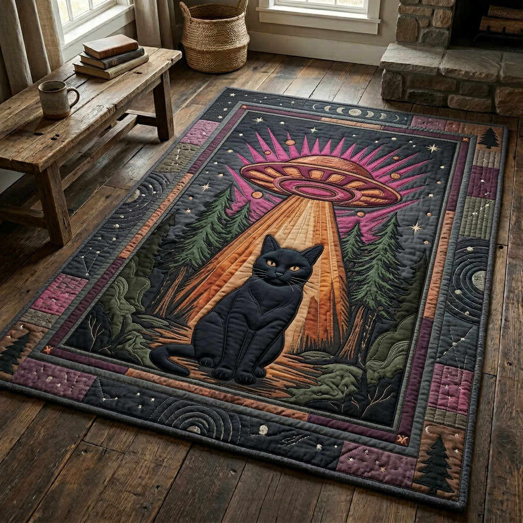 UFO Cat Abduction Area Rug - Non-Slip Washable 3D Print Rug for Living Room & BedroomTVC2108362