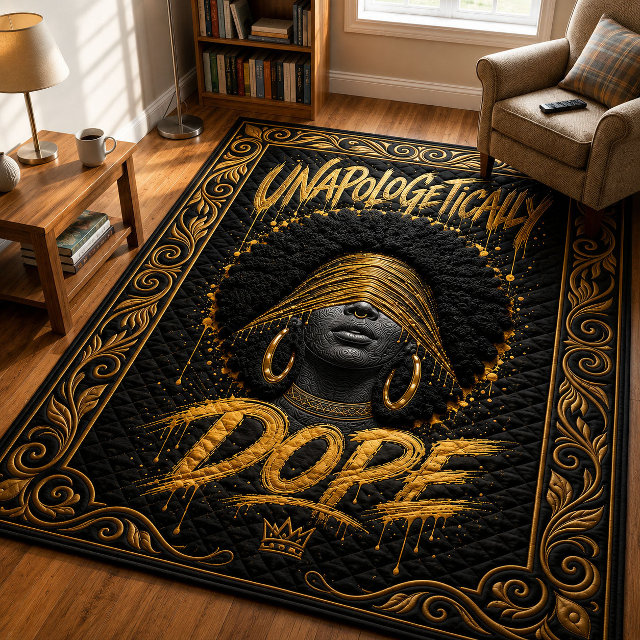 Unapologetically Dope Black Area Rug - Non-Slip Washable 3D Print Rug for Living Room & BedroomTVC2108389
