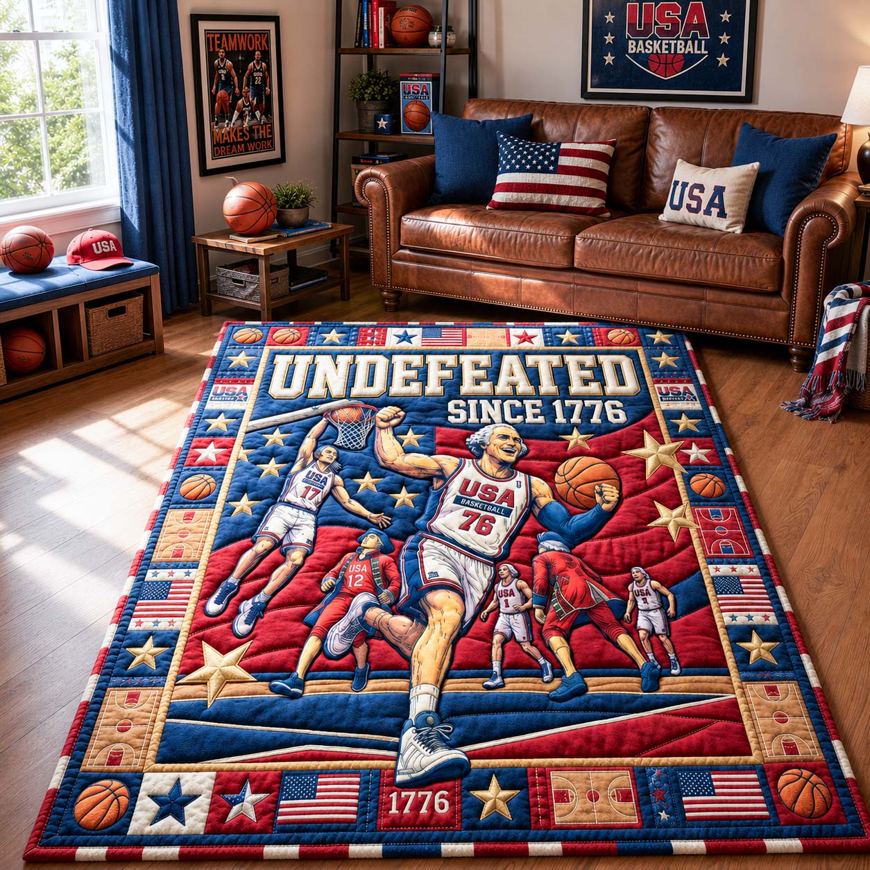 Undefeated Hoops Area Rug - Non-Slip Washable 3D Print Rug for Living Room & BedroomTVC2108389