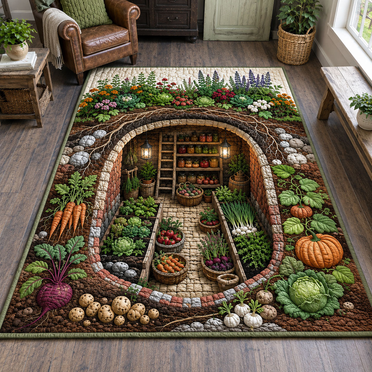Underground Harvest Cellar Area Rug - Non-Slip Washable 3D Print Rug for Living Room & BedroomTVC2108361