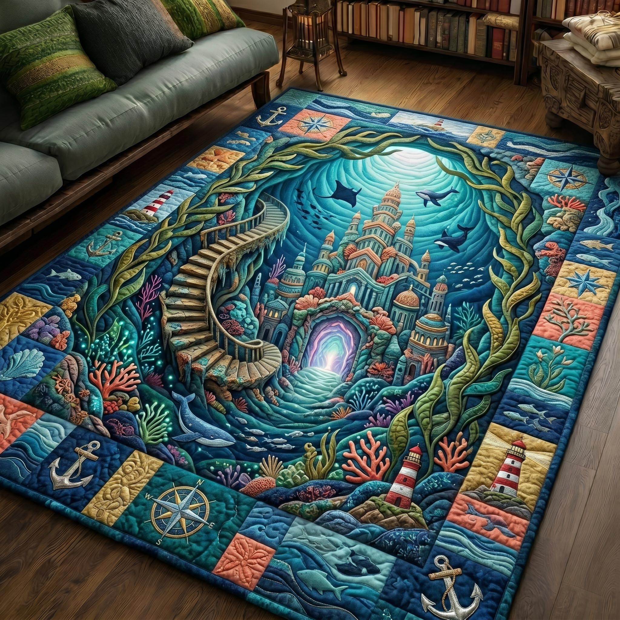 Underwater Atlantis Area Rug - Non-Slip Washable 3D Print Rug for Living Room & BedroomTVC2108388