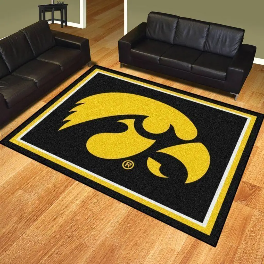 University Logo Rug for Living Room Decoration Black and Yellow