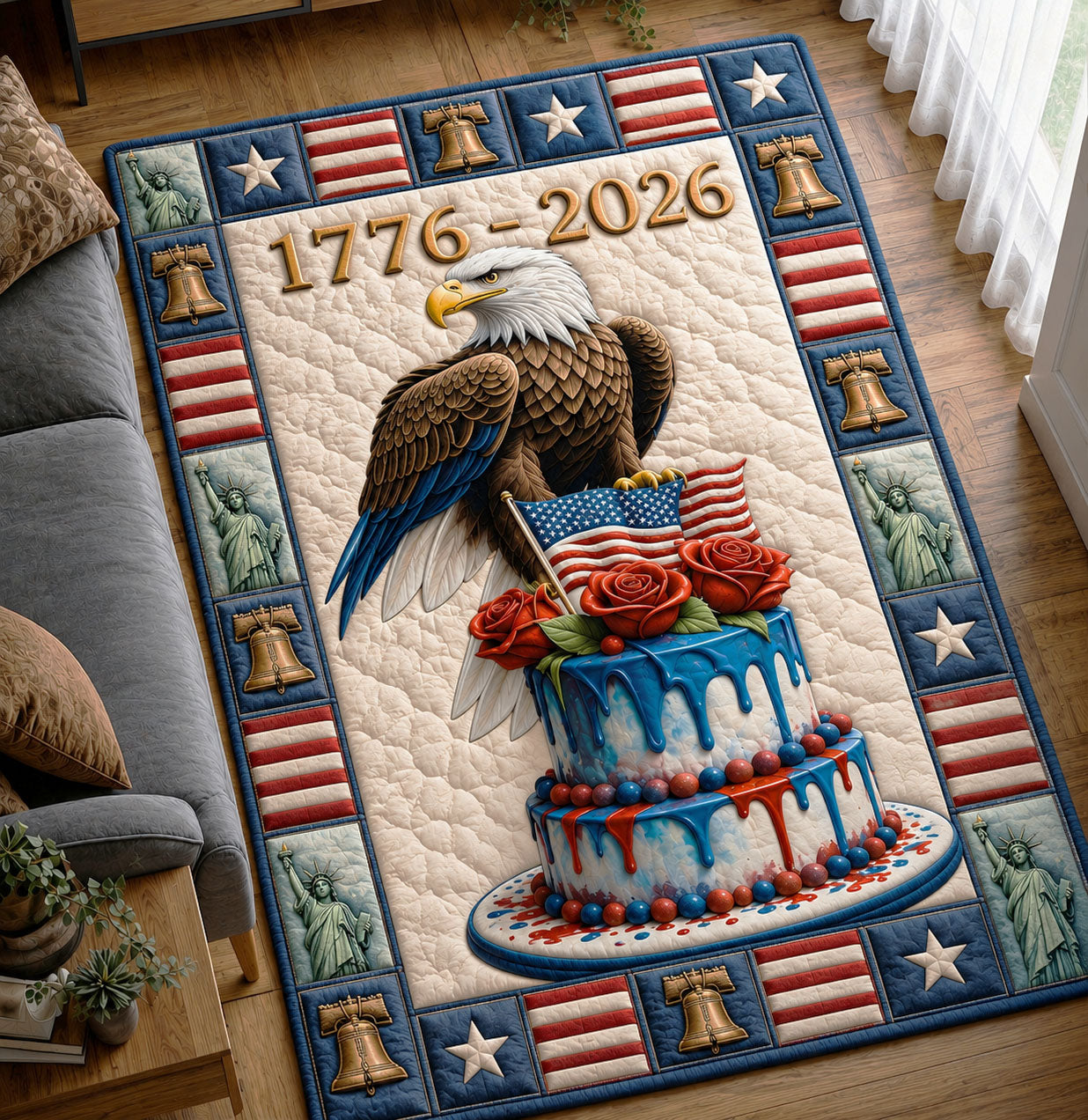 USA Birthday Area Rug - Non-Slip Washable 3D Print Rug for Living Room & BedroomTVC2108388