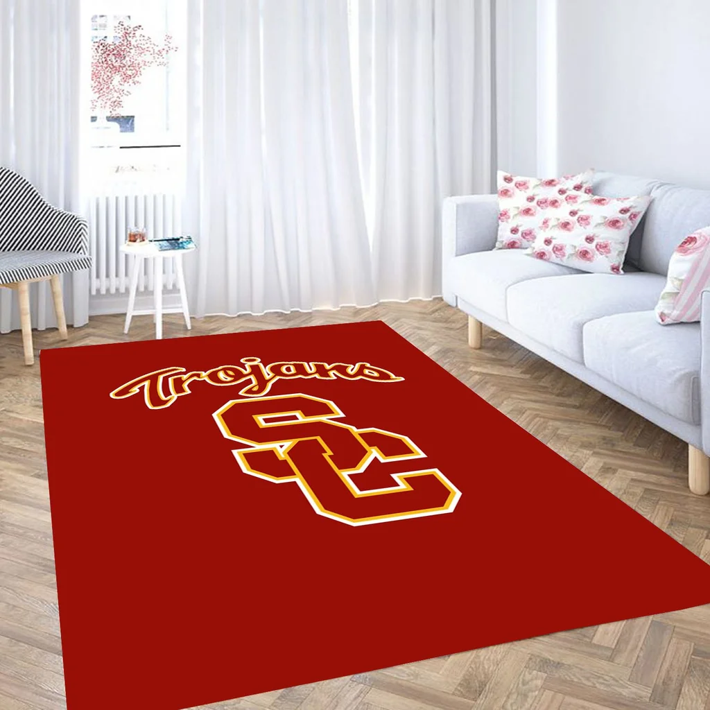 USC Trojans Rug - Logo Area Perfect for Living Room Decor Red and Yellow