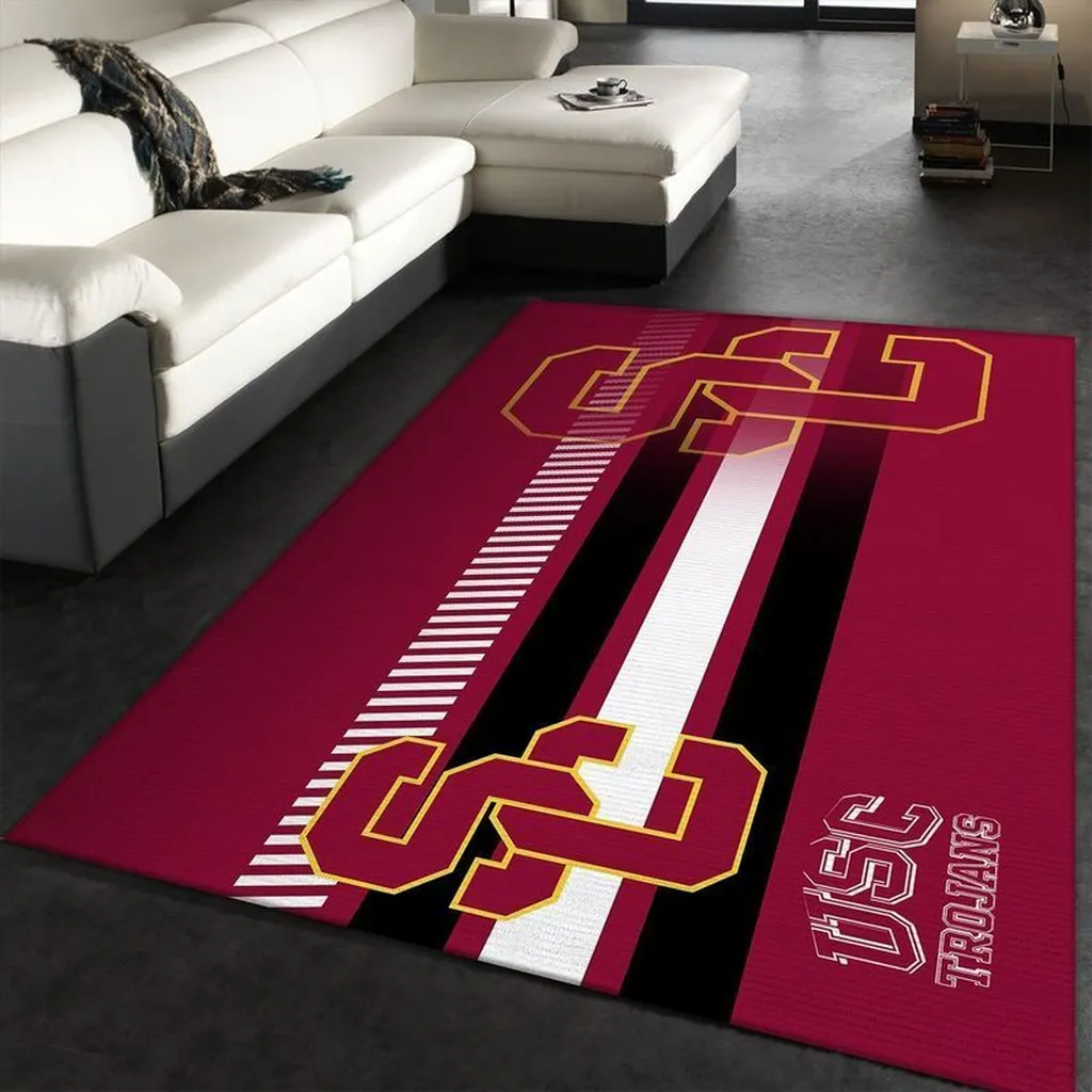 USC Trojans Rug - Striped for Living Room Decor Black and Red