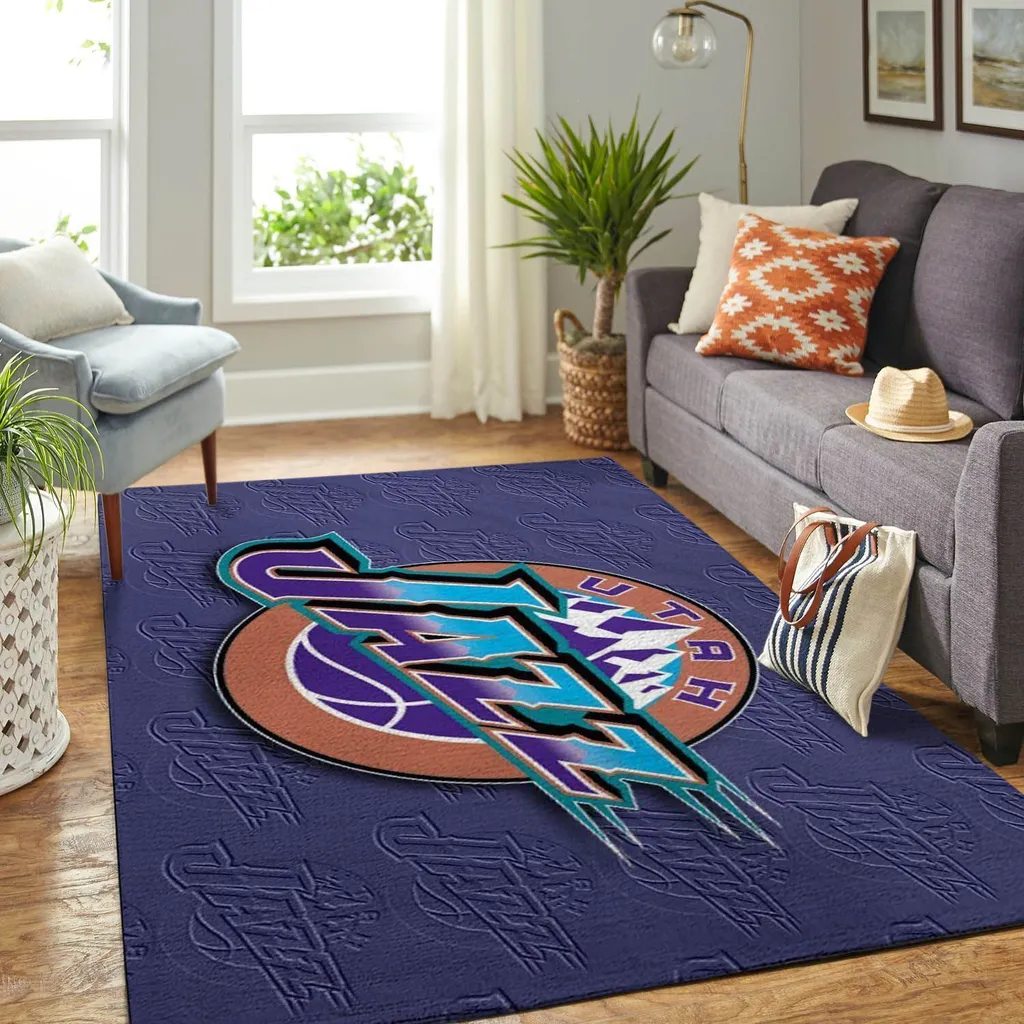 Utah Jazz Rug - Area for Living Room Floor Decor Black and Red