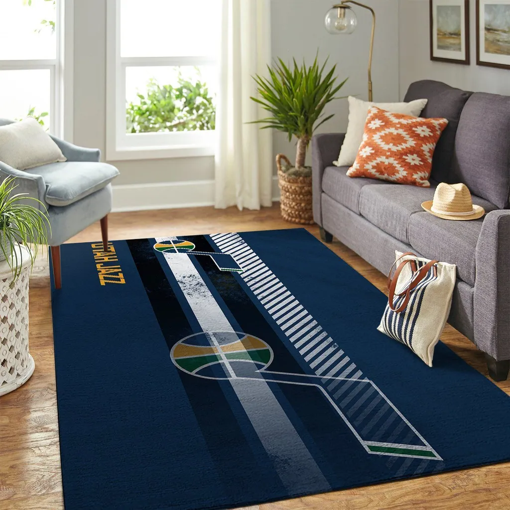 Utah Jazz Rug - Area Modern Design for Living Room Carpet Black and Yellow