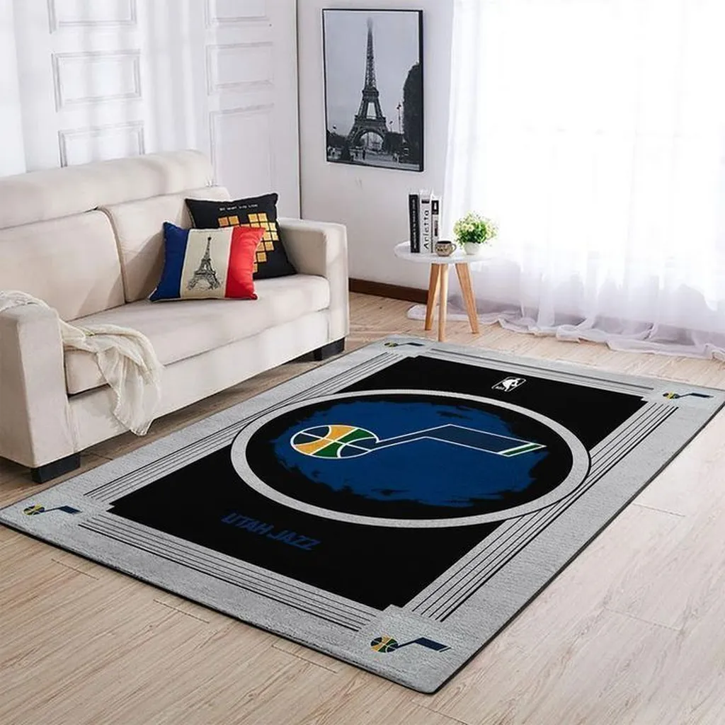 Utah Jazz Rug - Basketball Area for Living Room Red and Yellow
