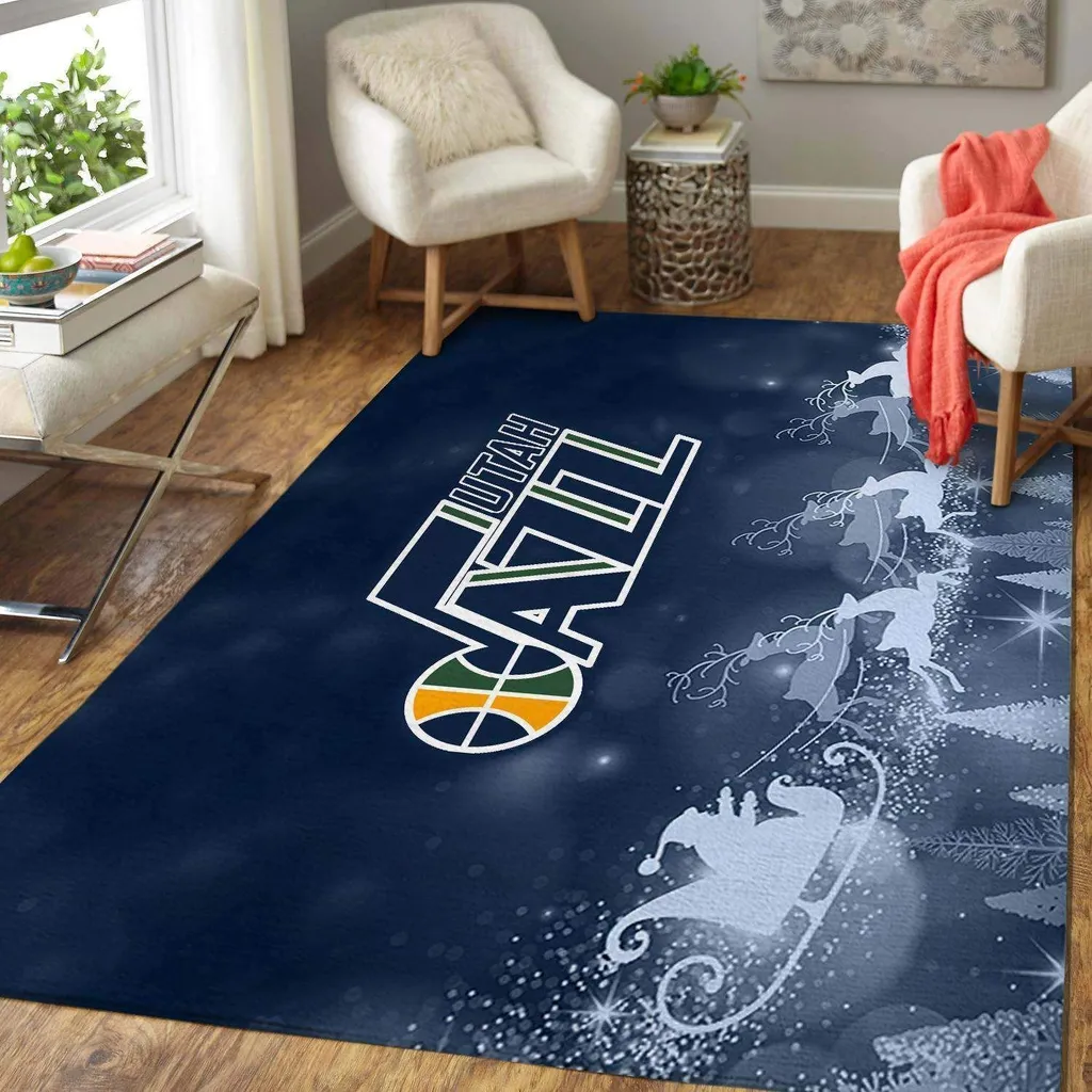 Utah Jazz Rug - Basketball for Living Room Decor Black and Green