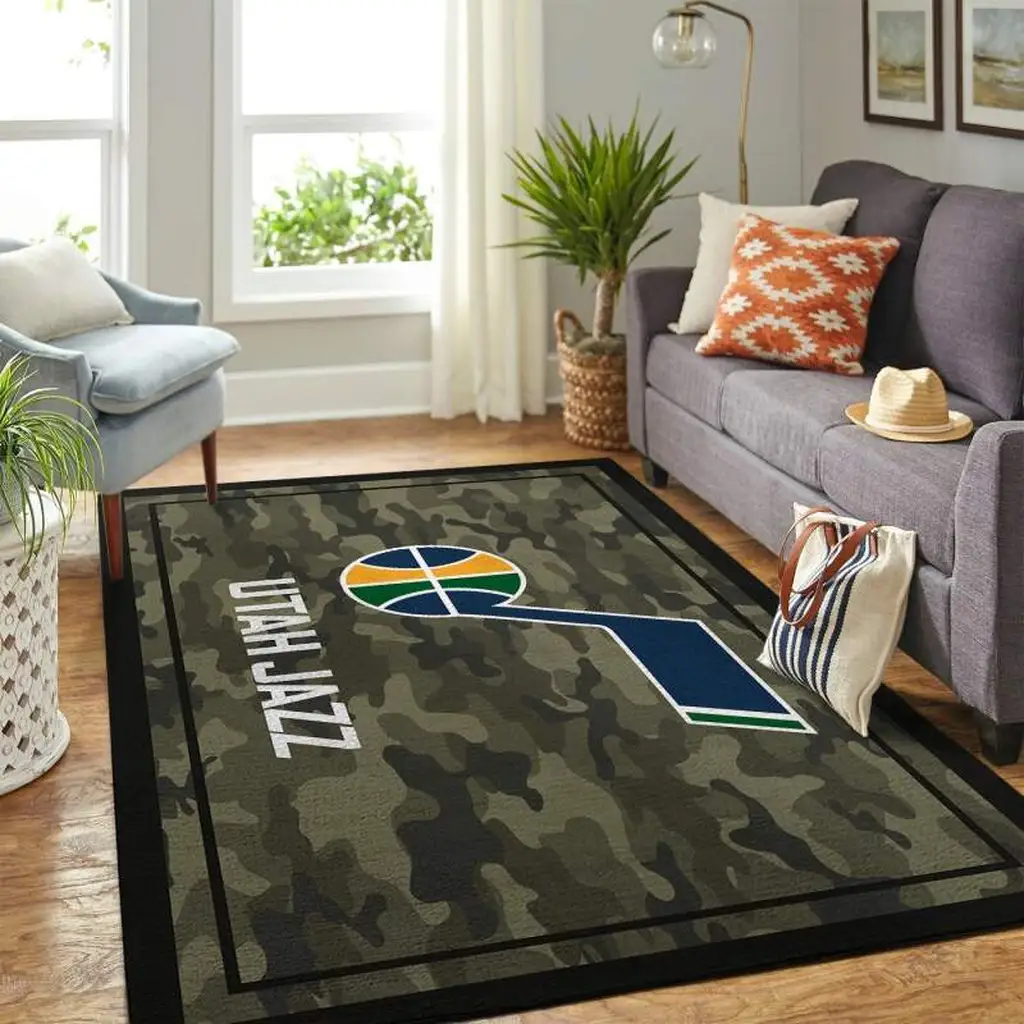 Utah Jazz Rug - Basketball Team Area Floor Carpet Red and Yellow