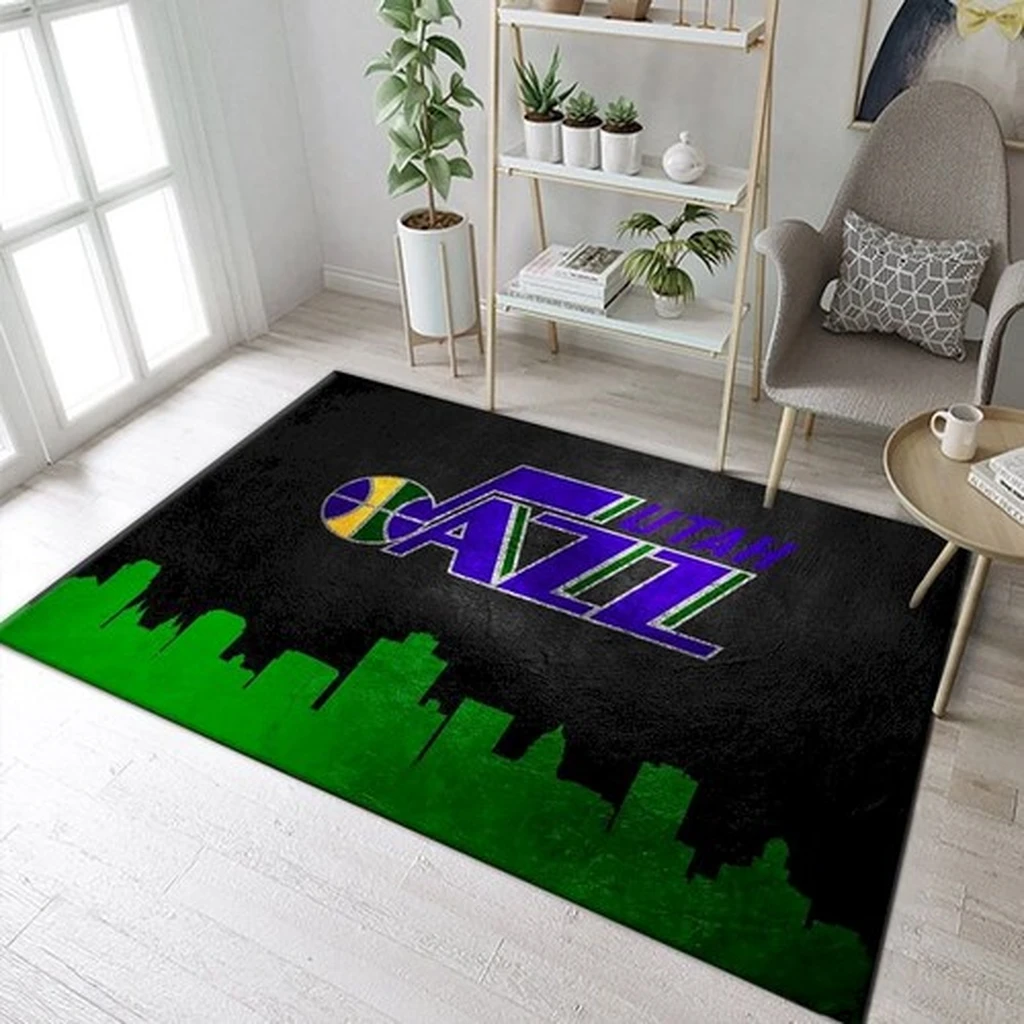 Utah Jazz Rug - for Living Room Bedroom Floor Decor Black and Red