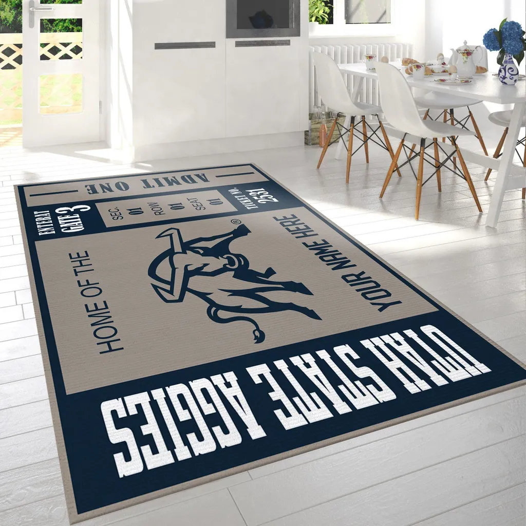 Utah State Aggies Indoor Area Rug Home Decor Gray and Navy Blue
