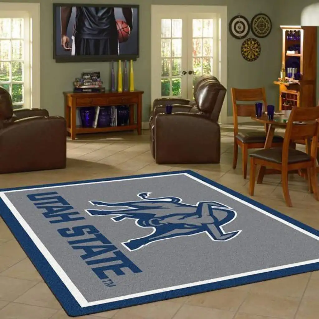 Utah State Rug Perfect for Home Game Room Decor Blue and Gray