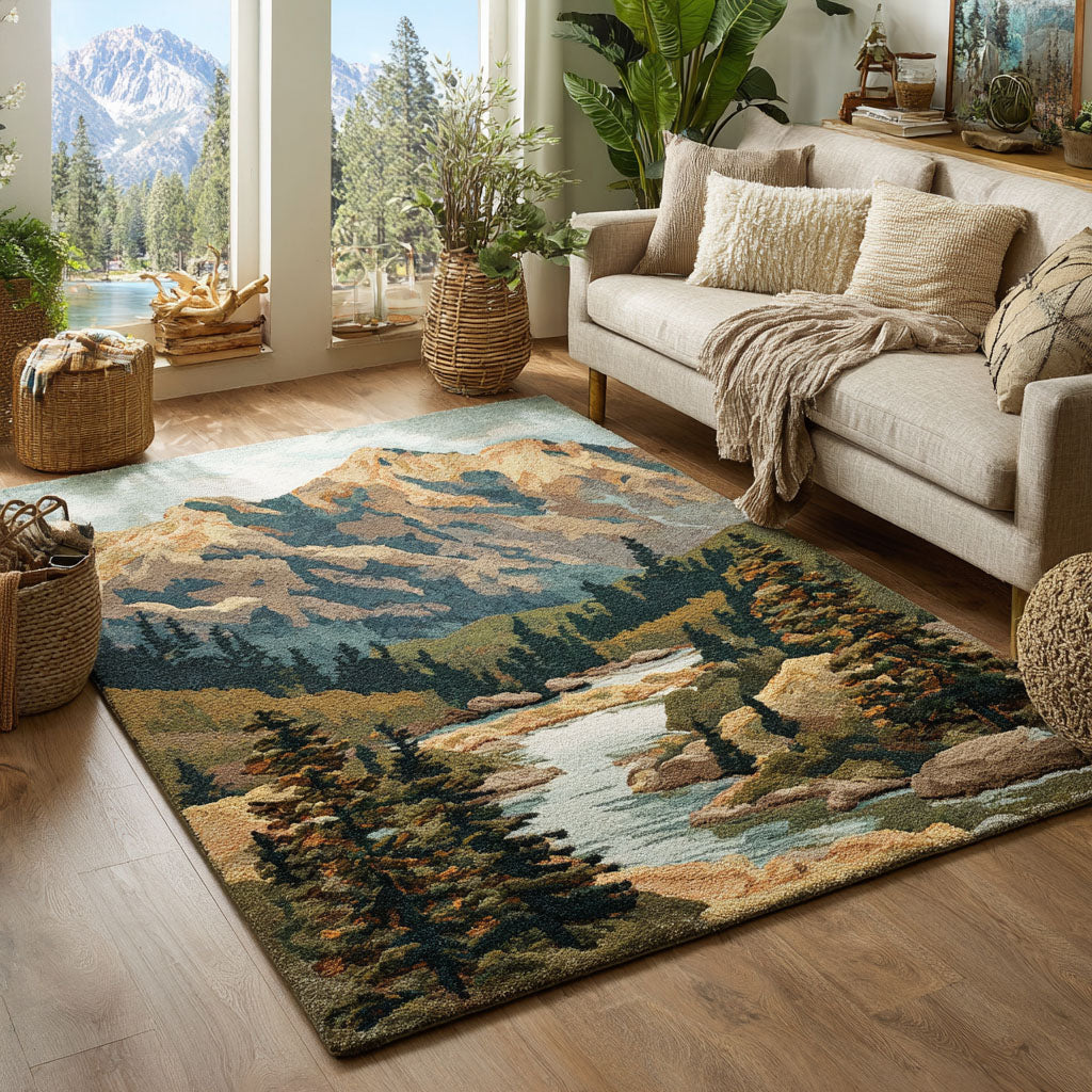 Valley Reverie Area Rug - Non-Slip Washable 3D Print Rug for Living Room & BedroomTVC2108257