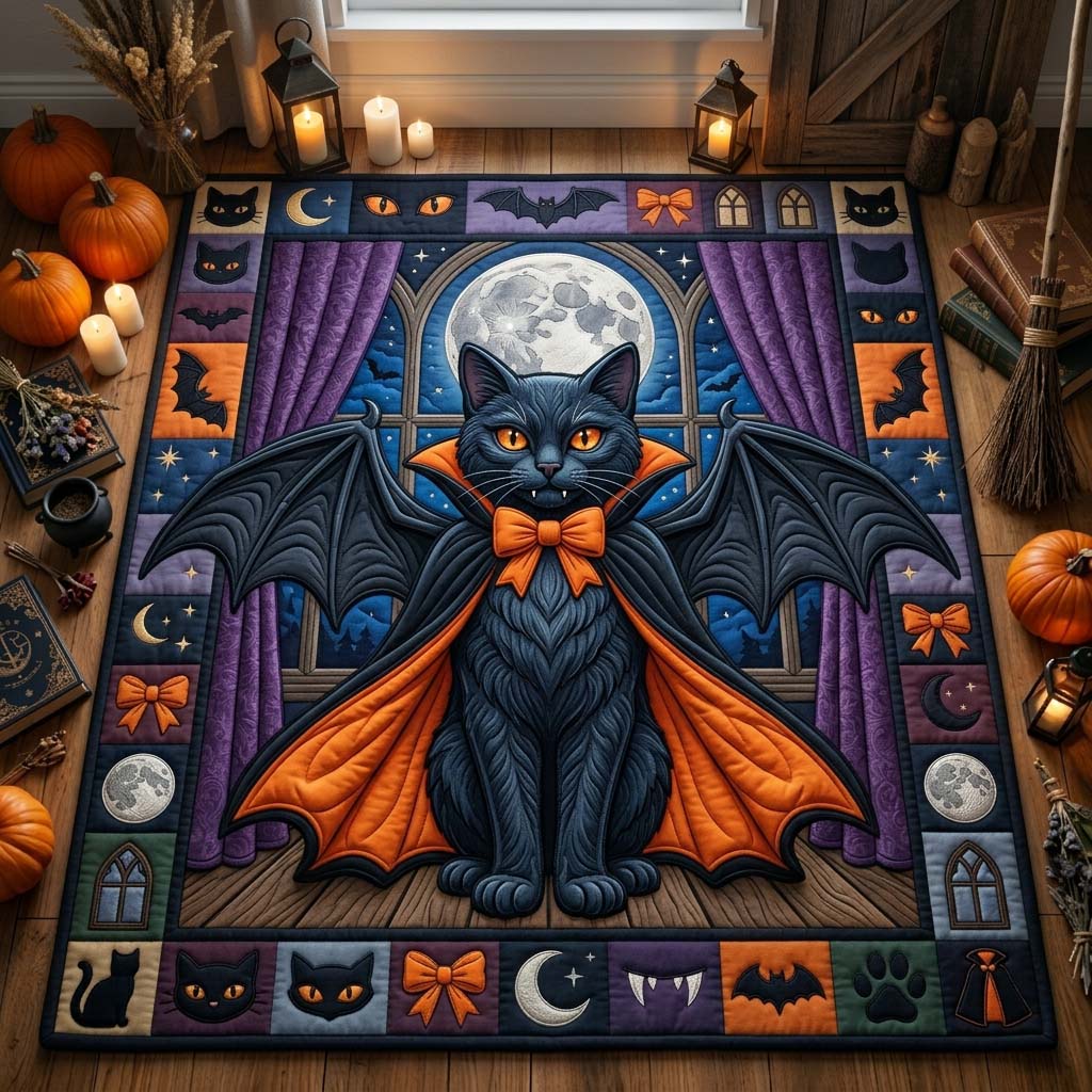 Vampire Cat Night Area Rug - Non-Slip Washable 3D Print Rug for Living Room & BedroomTVC2108361
