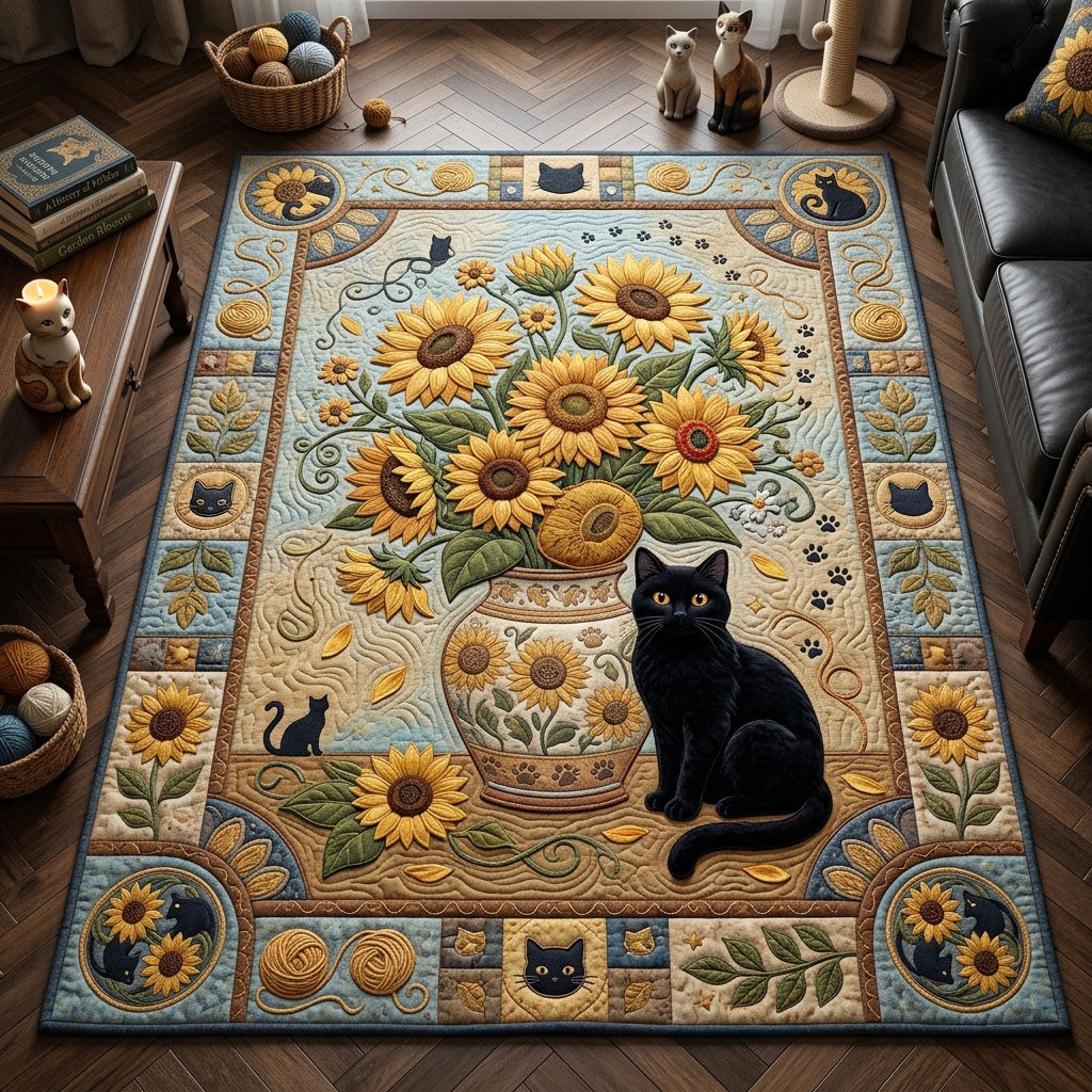 Van Gogh Sunflowers Cat Area Rug - Non-Slip Washable 3D Print Rug for Living Room & BedroomTVC2108388