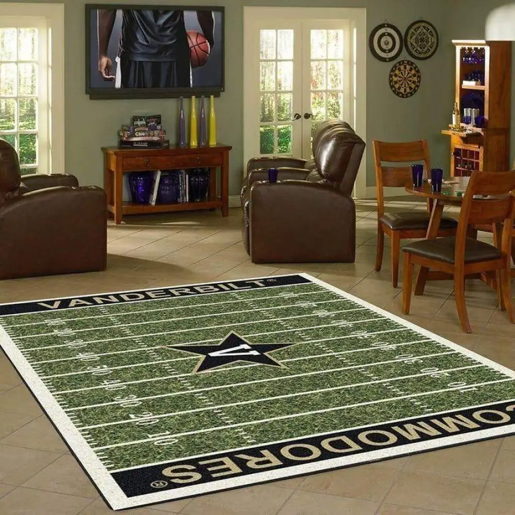 Vanderbilt Commodores Field Fan Rug for Home Decor Black and Green