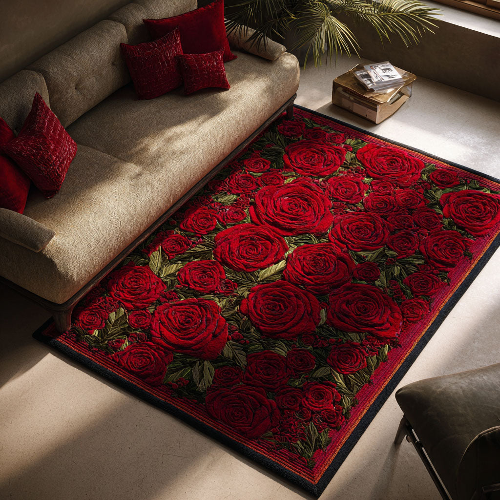 Velvet Garden Area Rug - Non-Slip Washable 3D Print Rug for Living Room & BedroomTVC2108257