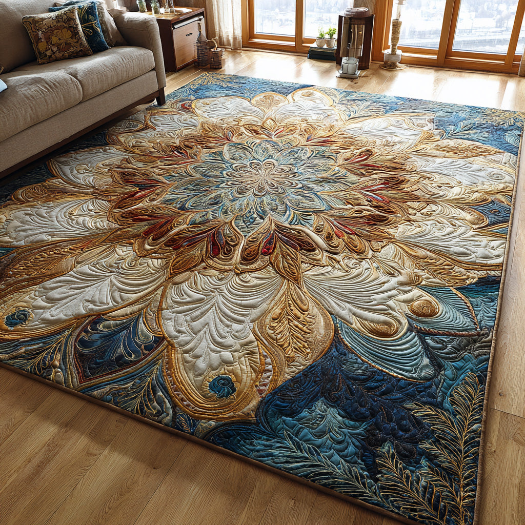 Velvet Lotus Area Rug - Non-Slip Washable 3D Print Rug for Living Room & BedroomTVC2108257