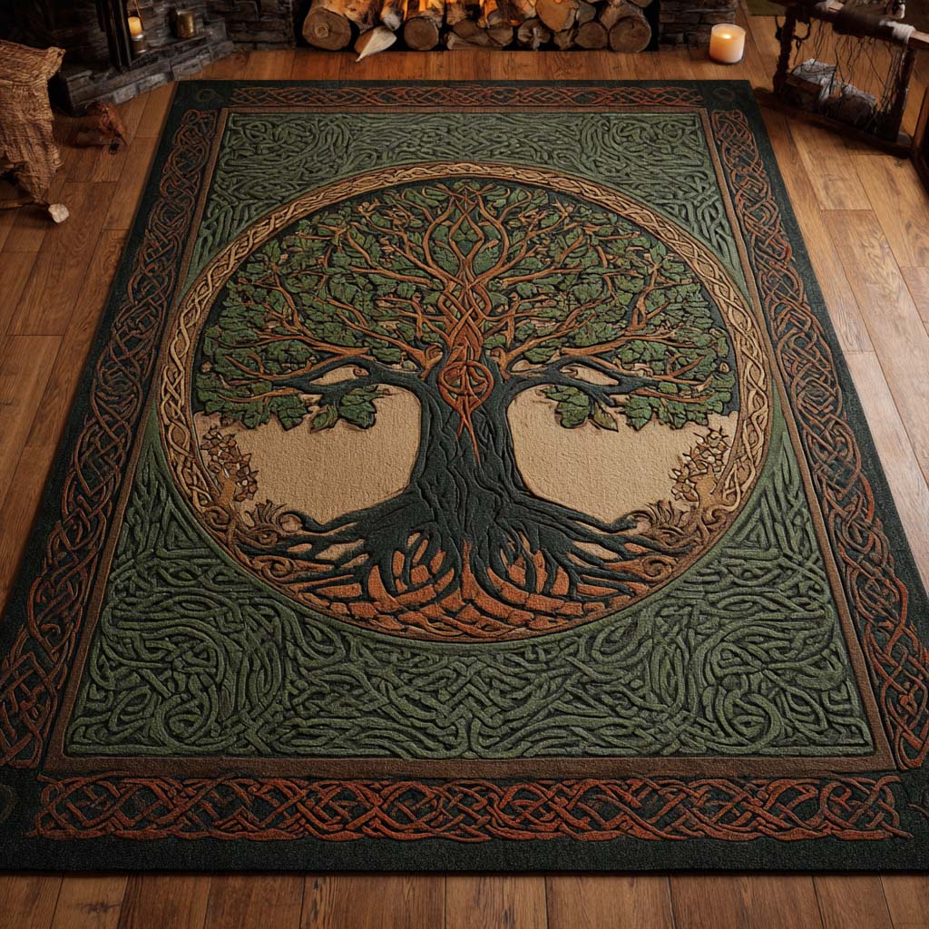 Verdant Halo Area Rug - Non-Slip Washable 3D Print Rug for Living Room & BedroomTVC2108242