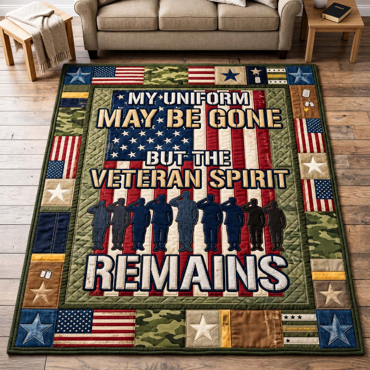 Veteran Spirit Remains Area Rug - Non-Slip Washable 3D Print Rug for Living Room & BedroomTVC2108361