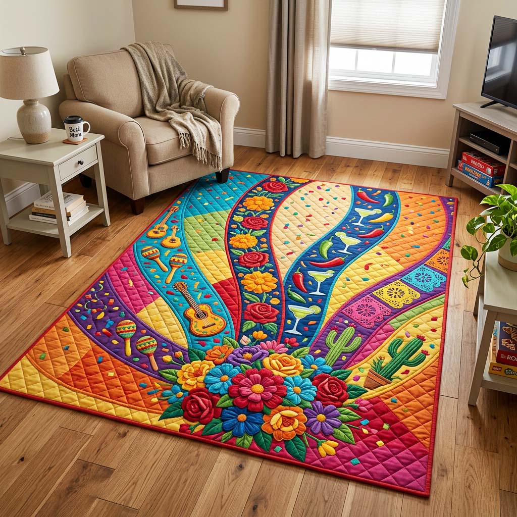 Vibrant Serape Area Rug - Non-Slip Washable 3D Print Rug for Living Room & BedroomTVC2108388