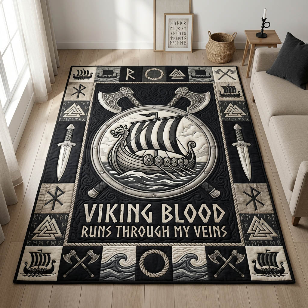Viking Blood Runs Through My Veins Area Rug - Non-Slip Washable 3D Print Rug for Living Room & BedroomTVC2108361