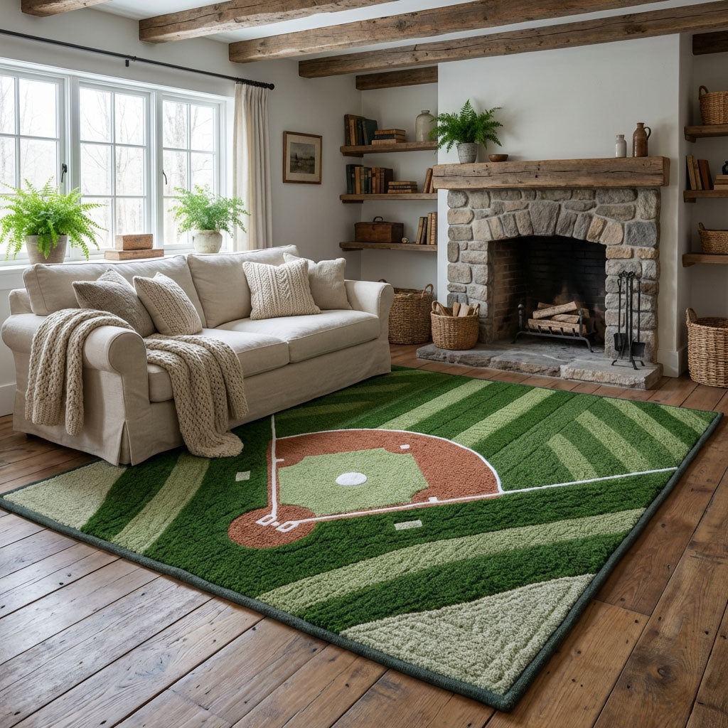 Vintage Baseball Area Rug - Non-Slip Washable 3D Print Rug for Living Room & BedroomTVC2108257