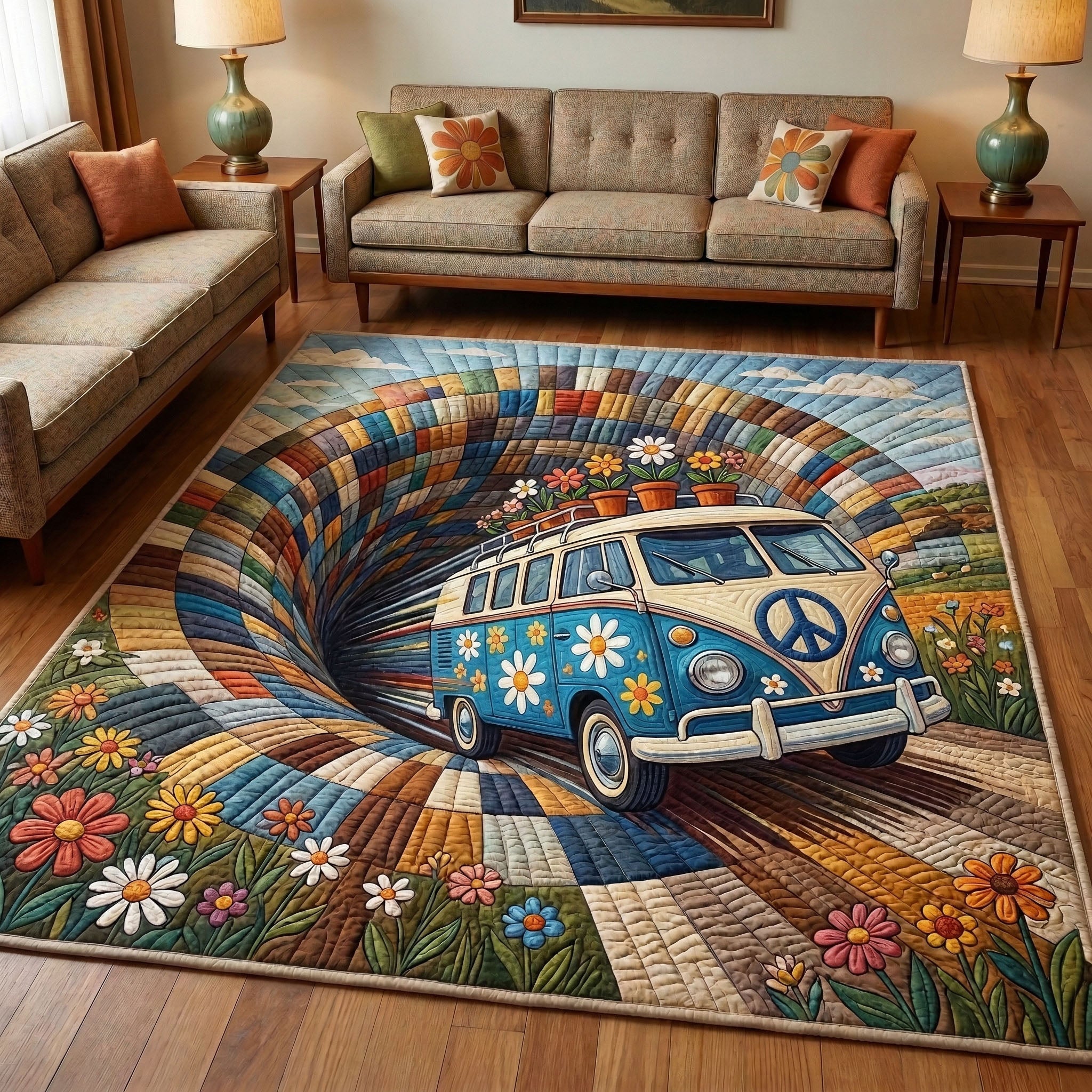 Vintage Escape Area Rug - Non-Slip Washable 3D Print Rug for Living Room & BedroomTVC2108242