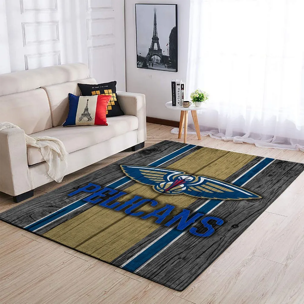 Vintage Pelicans Area Rug for Living Room Decor Black and Yellow