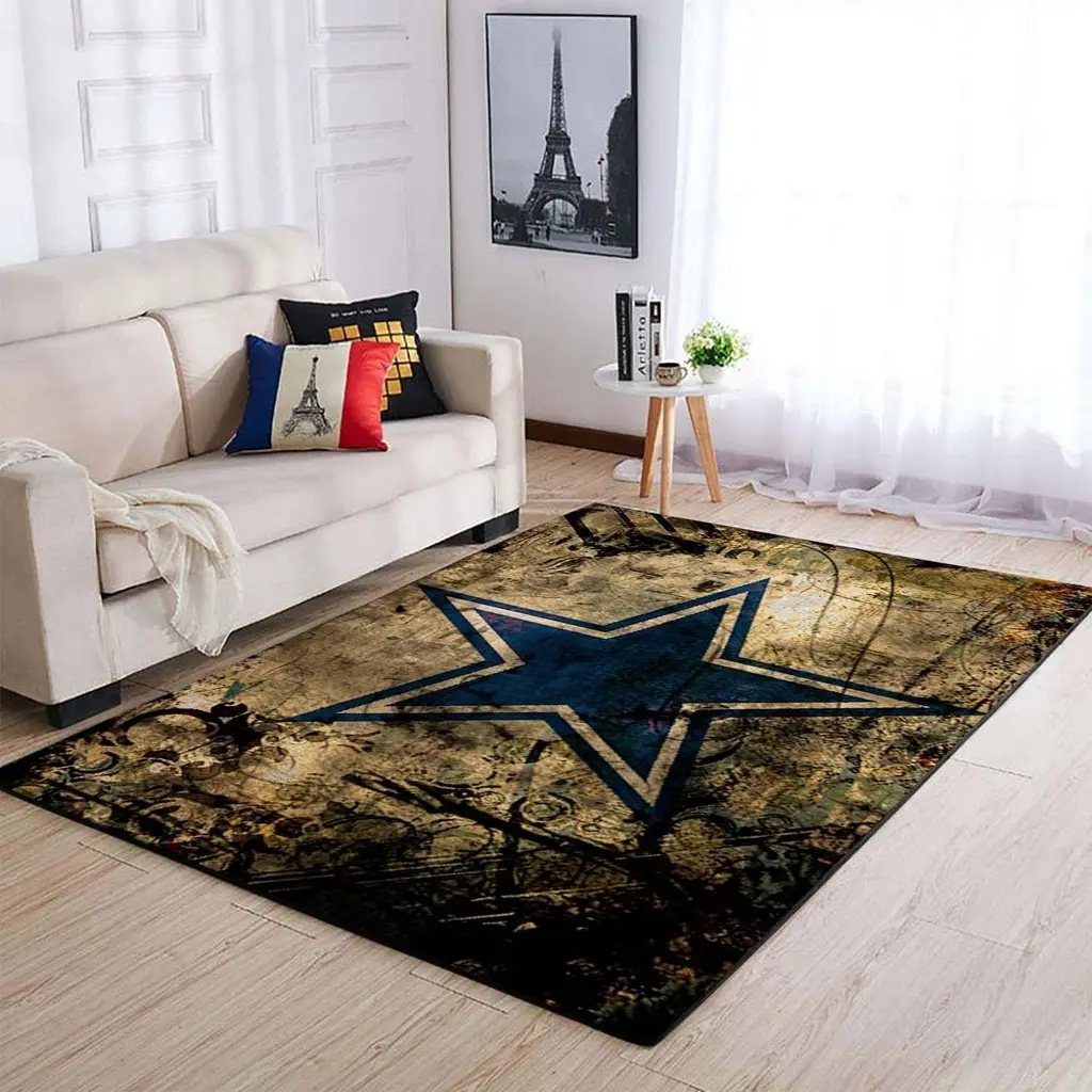 Vintage Star Area Rug for Stylish Living Room Decor Blue and Brown