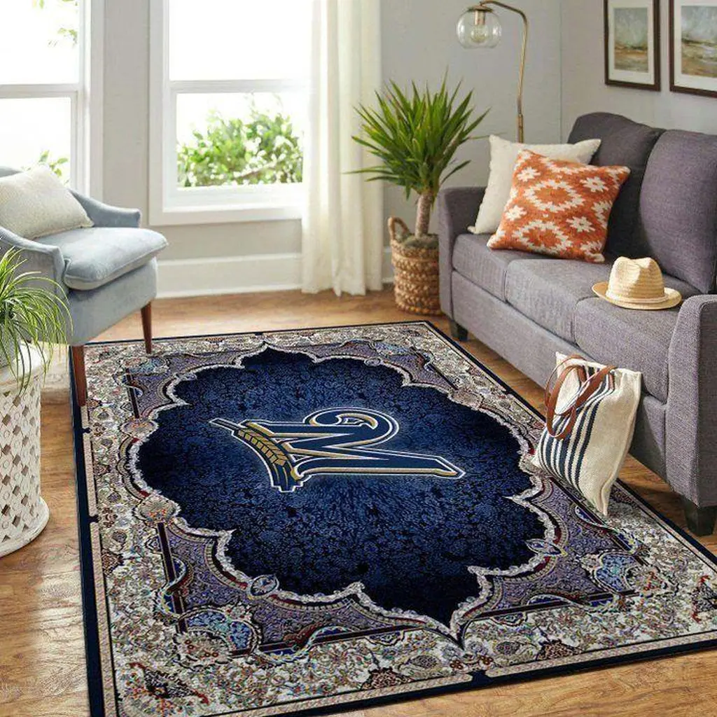 Vintage Style Area Rug Perfect for Living Room Decor Blue and White