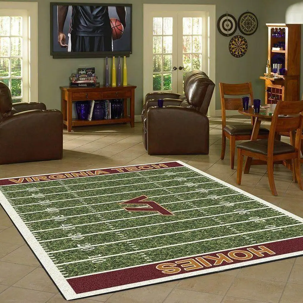 Virginia Tech Hokies Football Field Rug Fans Black and Green