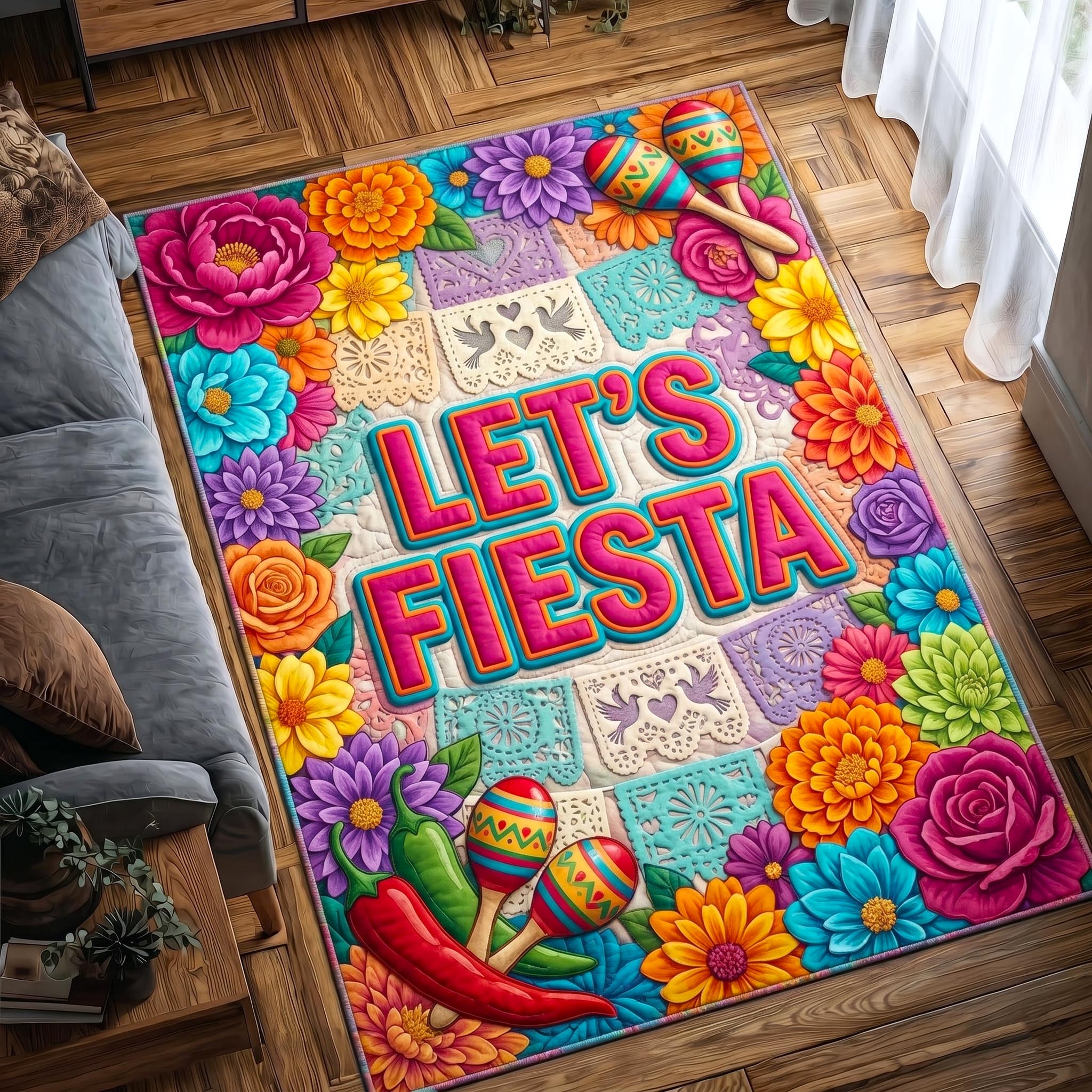 Viva Fiesta Area Rug - Non-Slip Washable 3D Print Rug for Living Room & Bedroom (DesignTVC2108387