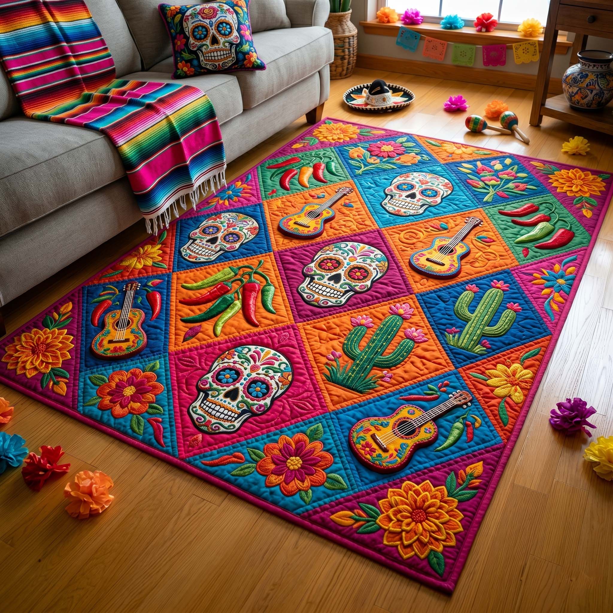 Viva Fiesta Area Rug - Non-Slip Washable 3D Print Rug for Living Room & BedroomTVC2108387