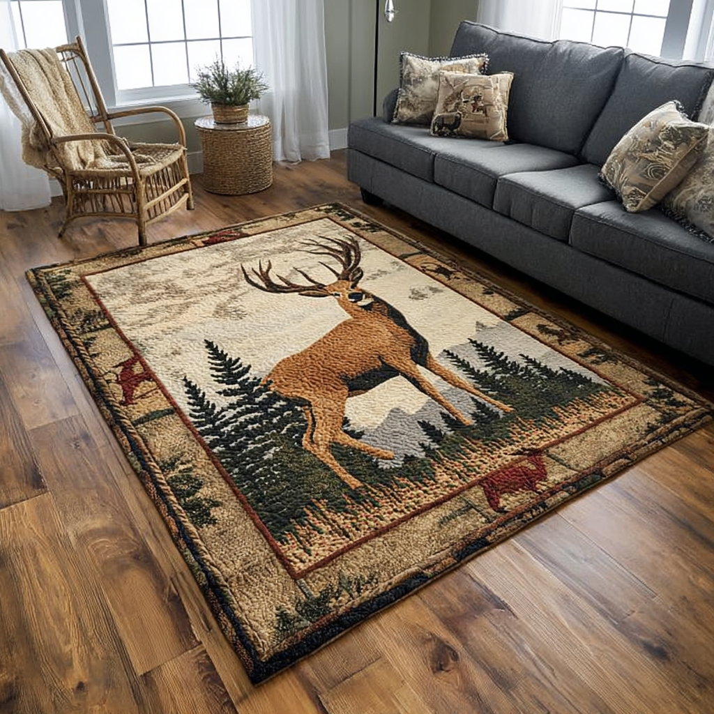Wandering Deer Area Rug - Non-Slip Washable 3D Print Rug for Living Room & BedroomTVC2108257