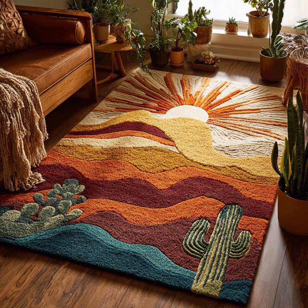Warm Desert Area Rug - Non-Slip Washable 3D Print Rug for Living Room & BedroomTVC2108257