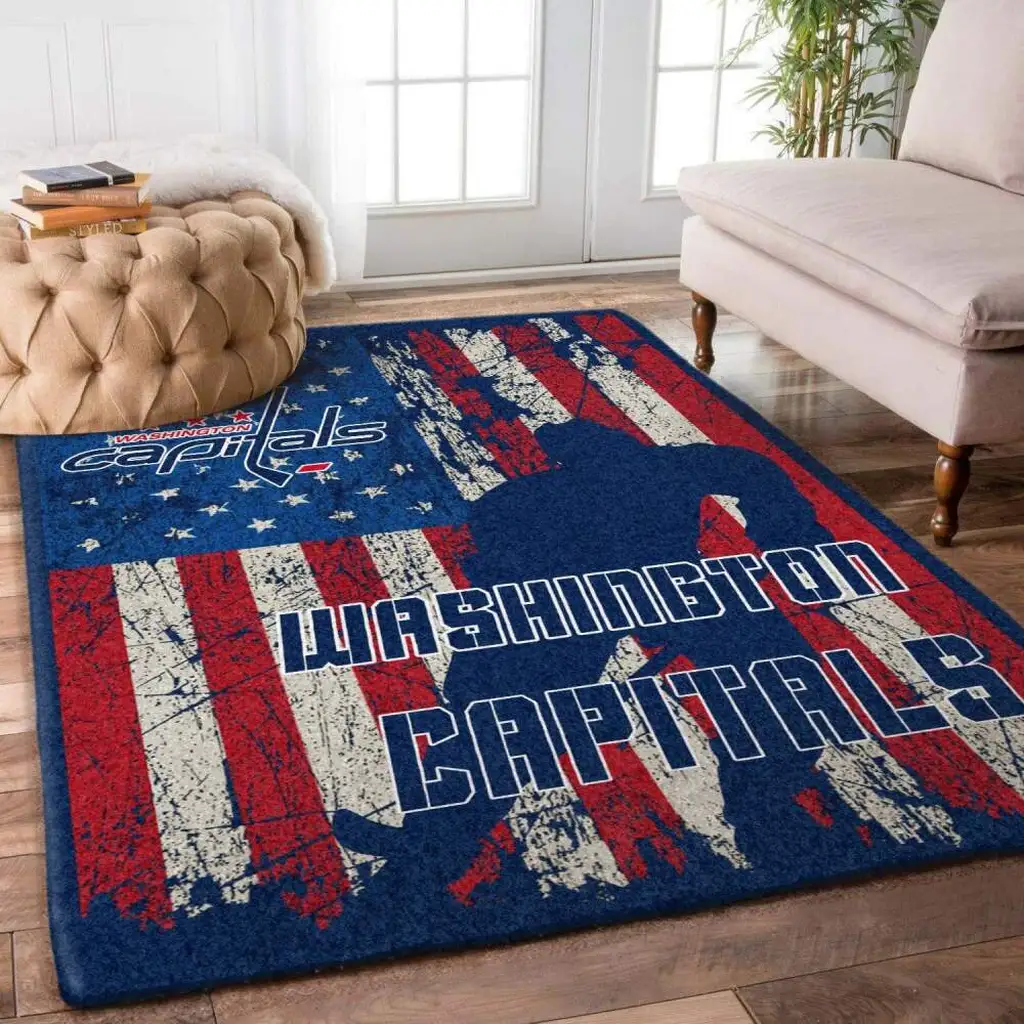 Washington Capitals Rug - Vintage Style Floor Mat Blue and Red