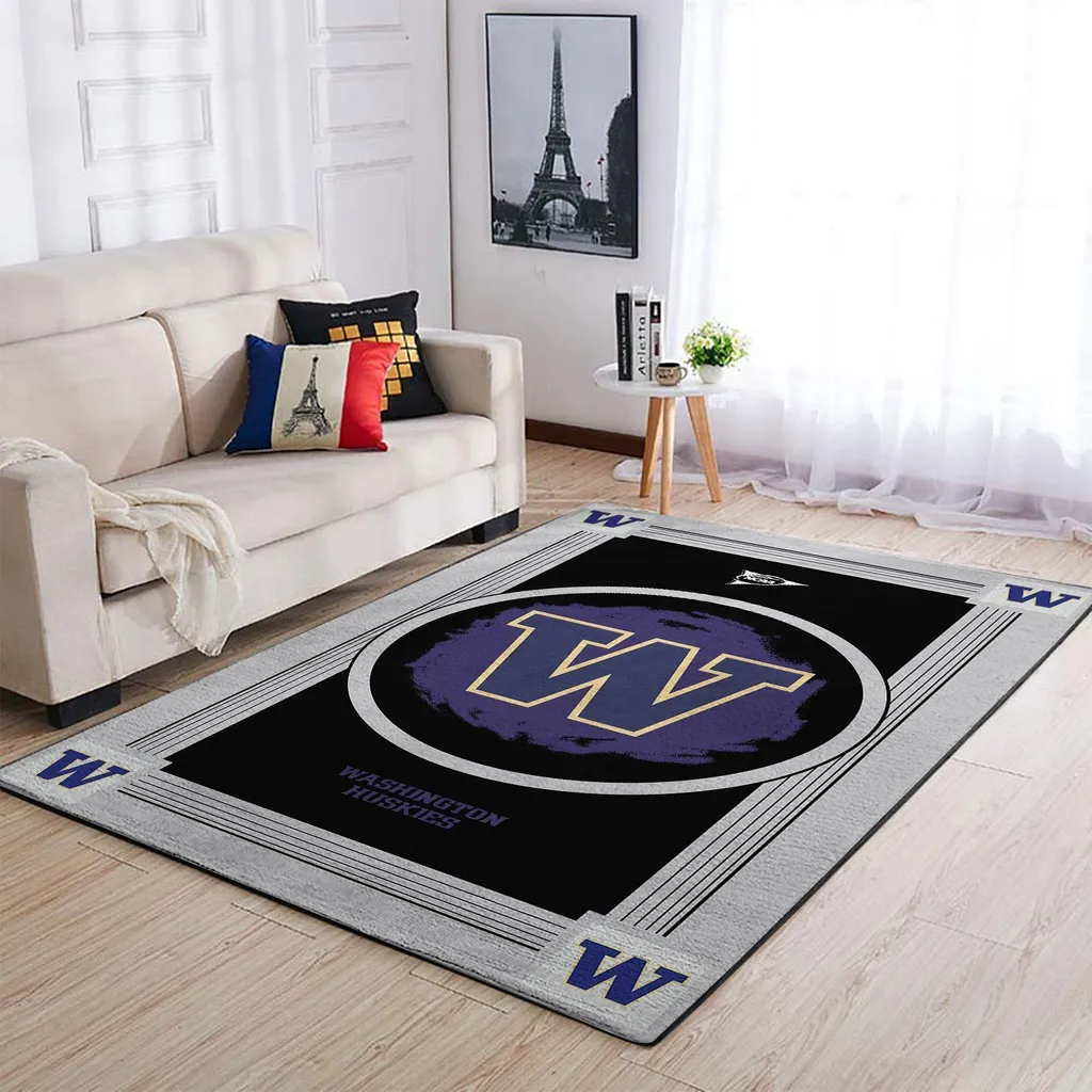 Washington Huskies Area Rug for Living Room Decor Red and Gray