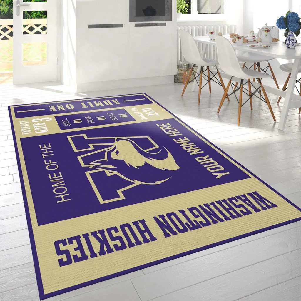 Washington Huskies Customizable Area Rug for Home Black and Blue