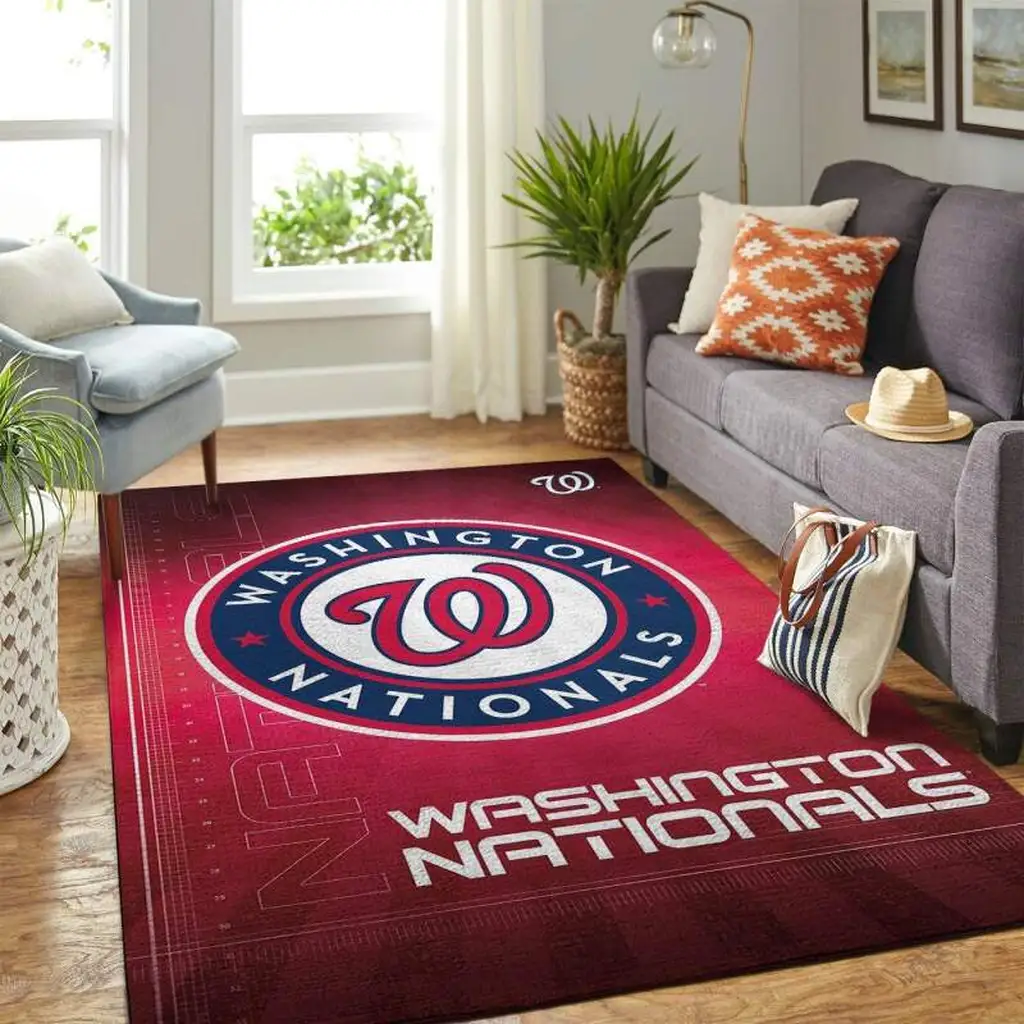 Washington Nationals Rug - for Living Room Decor Blue and Red