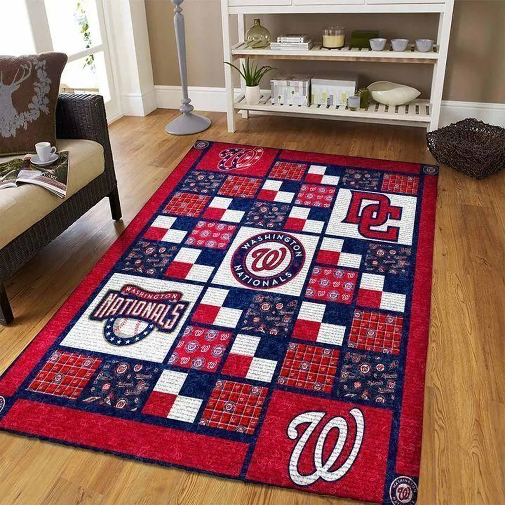 Washington Nationals Rug - Perfect for Living Room Decor Blue and Red