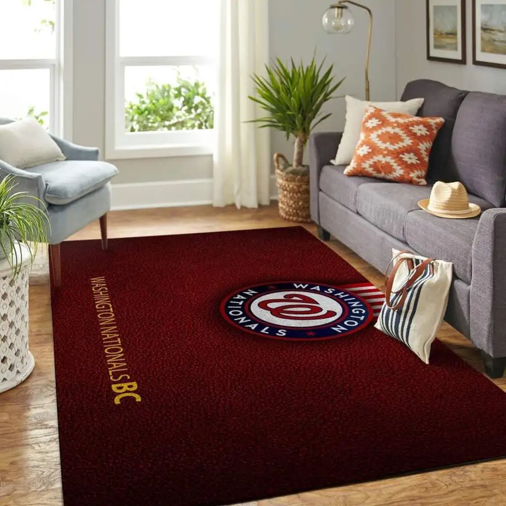 Washington Nationals Rug - Team Logo Area for Home Decor Red and White
