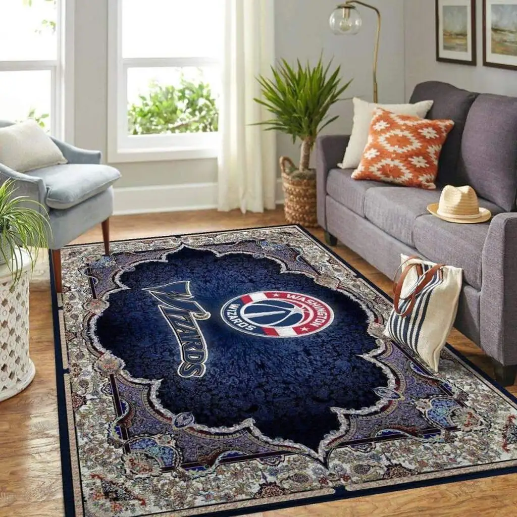 Washington Wizards Rug - Area for Living Room Decor Black and Red