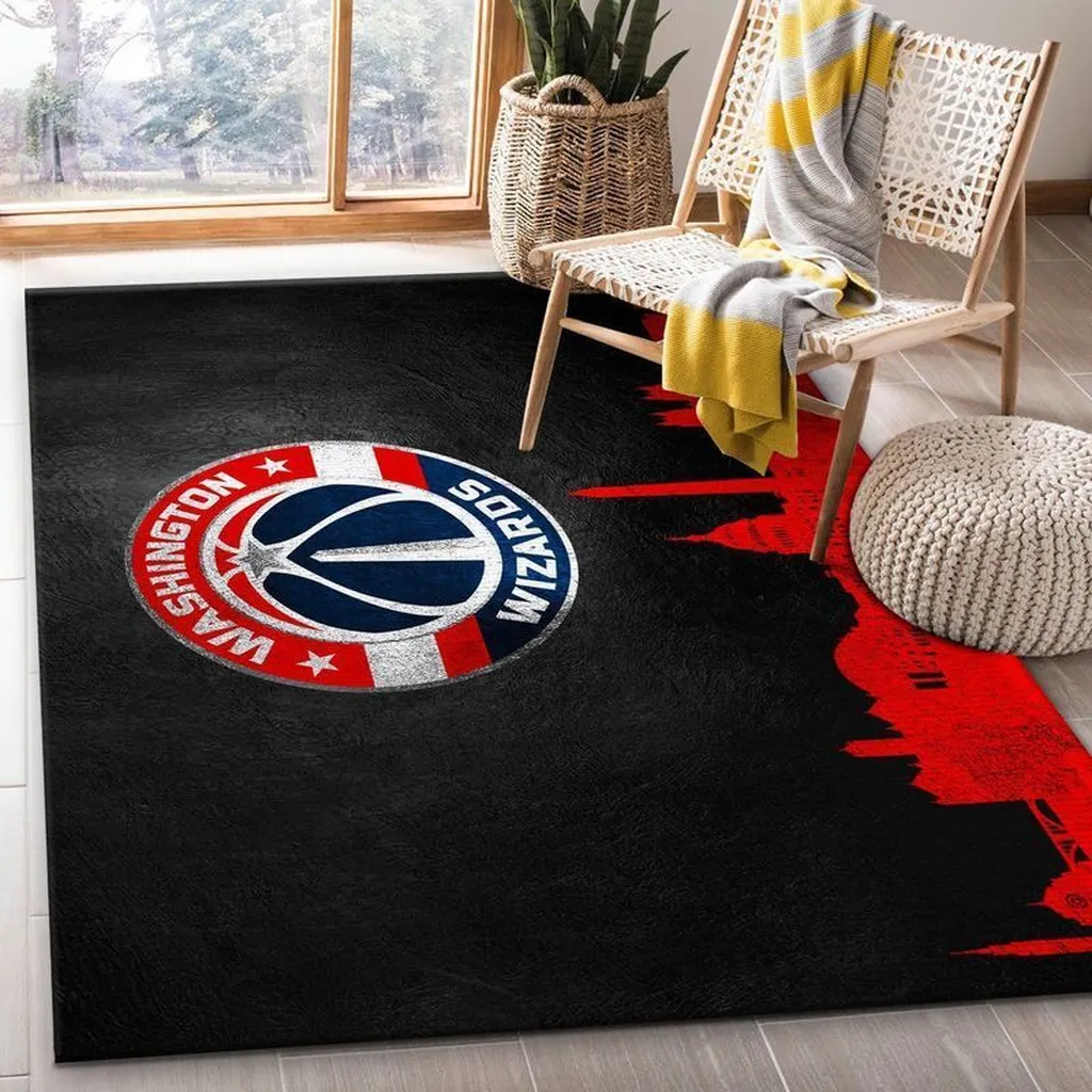 Washington Wizards Rug - Area for Sports Fans Room Decor Black and Red