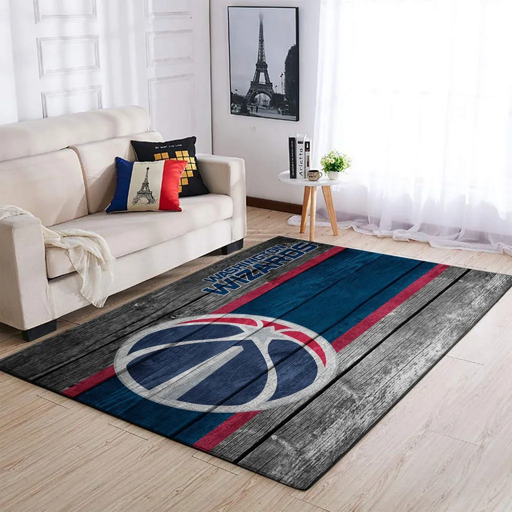 Washington Wizards Rug - Basketball Accents for Living Room Black and Red