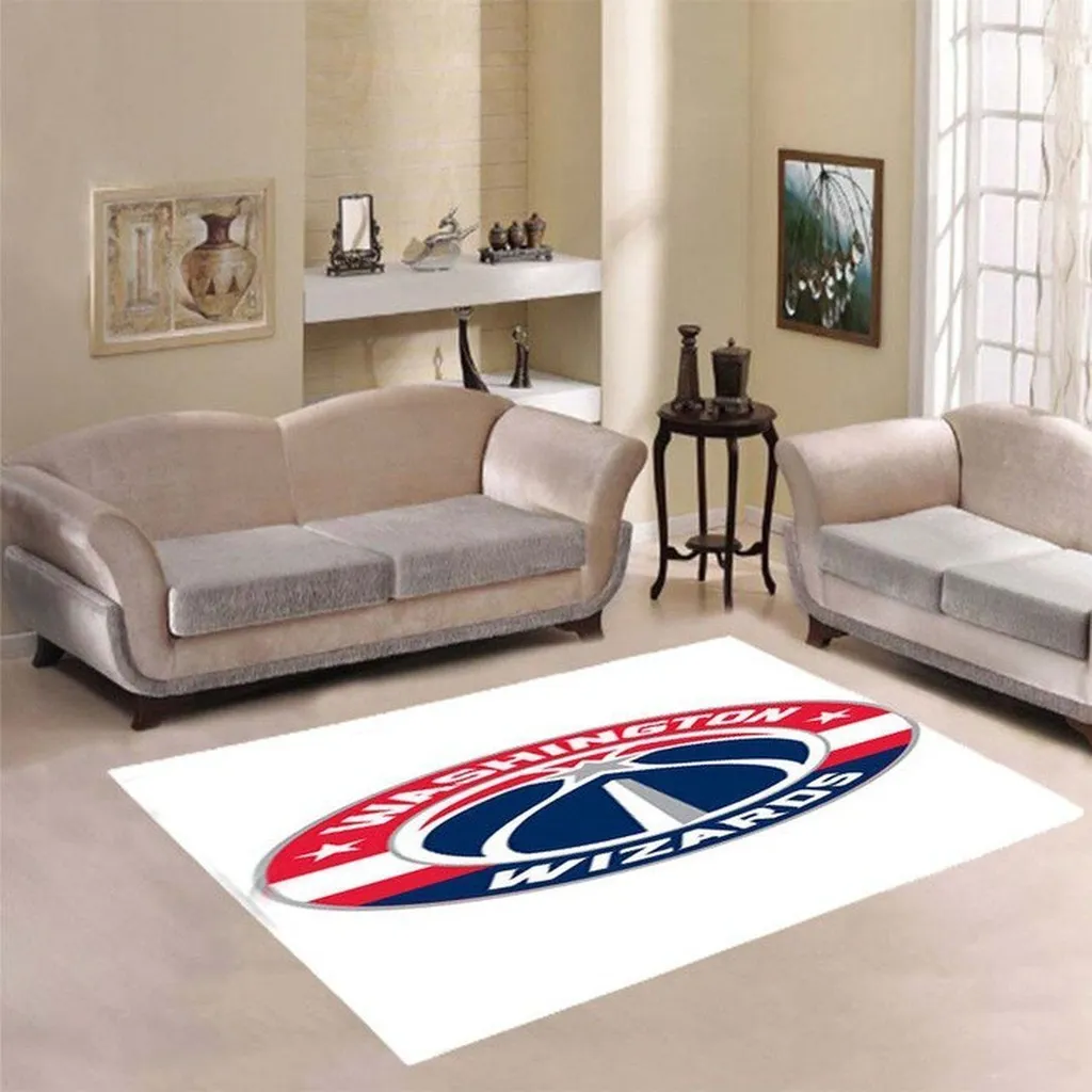 Washington Wizards Rug - Basketball for Living Room Black and Red