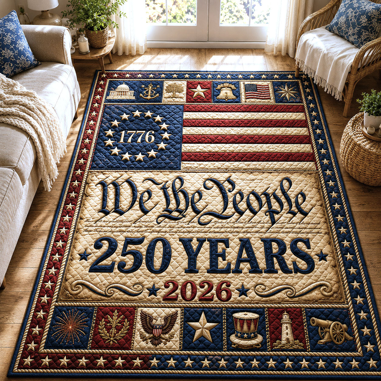 We The People Area Rug - Non-Slip Washable 3D Print Rug for Living Room & BedroomTVC2108387