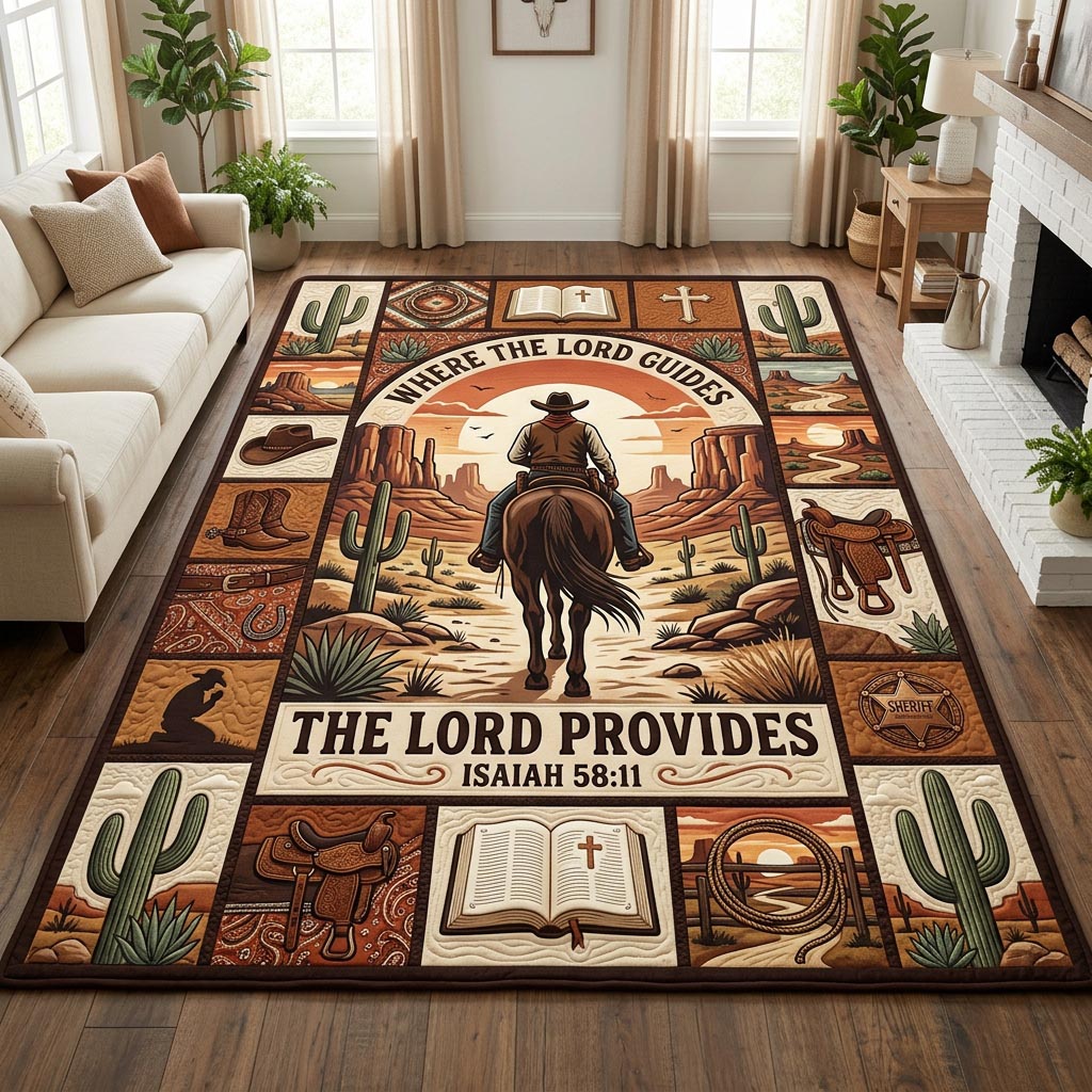 Western Cowboy Area Rug - Non-Slip Washable 3D Print Rug for Living Room & BedroomTVC2108386