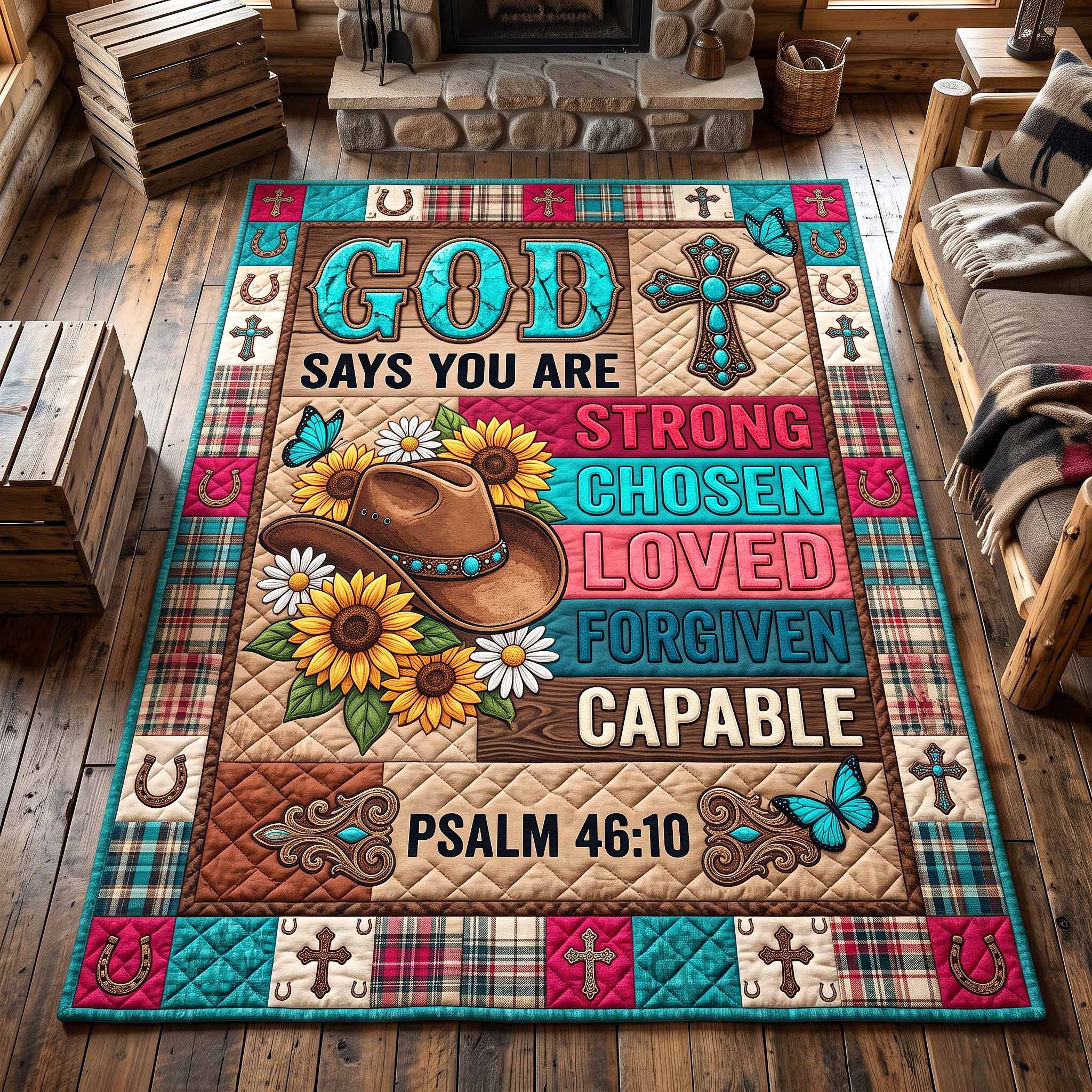 Western Grace Area Rug - Non-Slip Washable 3D Print Rug for Living Room & Bedroom (DesignTVC2108386